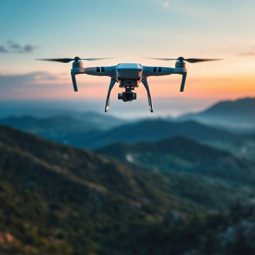 Drone flying over a scenic landscape capturing aerial footage