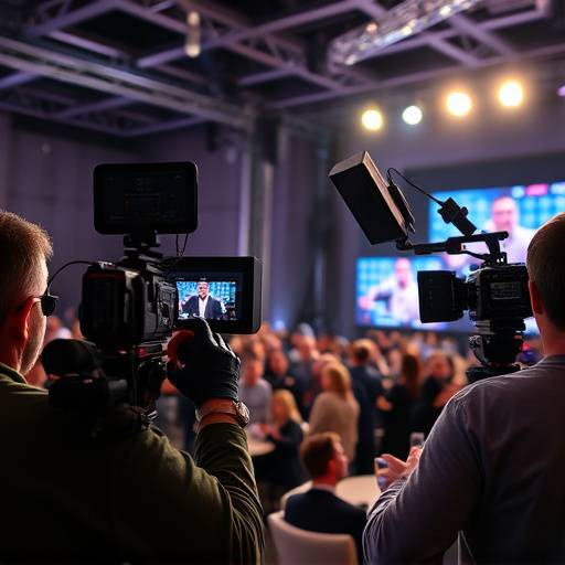 Live streaming event with multiple cameras and crew members