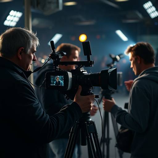 Professional film crew operating cameras during a video shoot